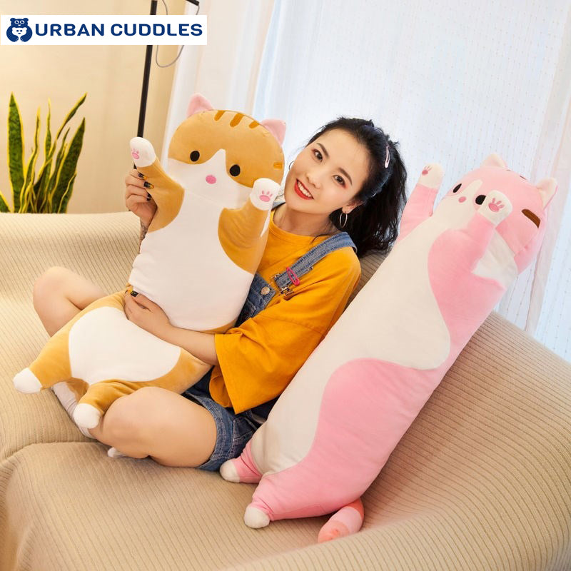 urban cuddles long cat pillow Cute Soft Long Cat Plush Toys Stuffed Pause Office Nap Pillow Bed Sleep Home Decor Gift Doll for Kids and Girls